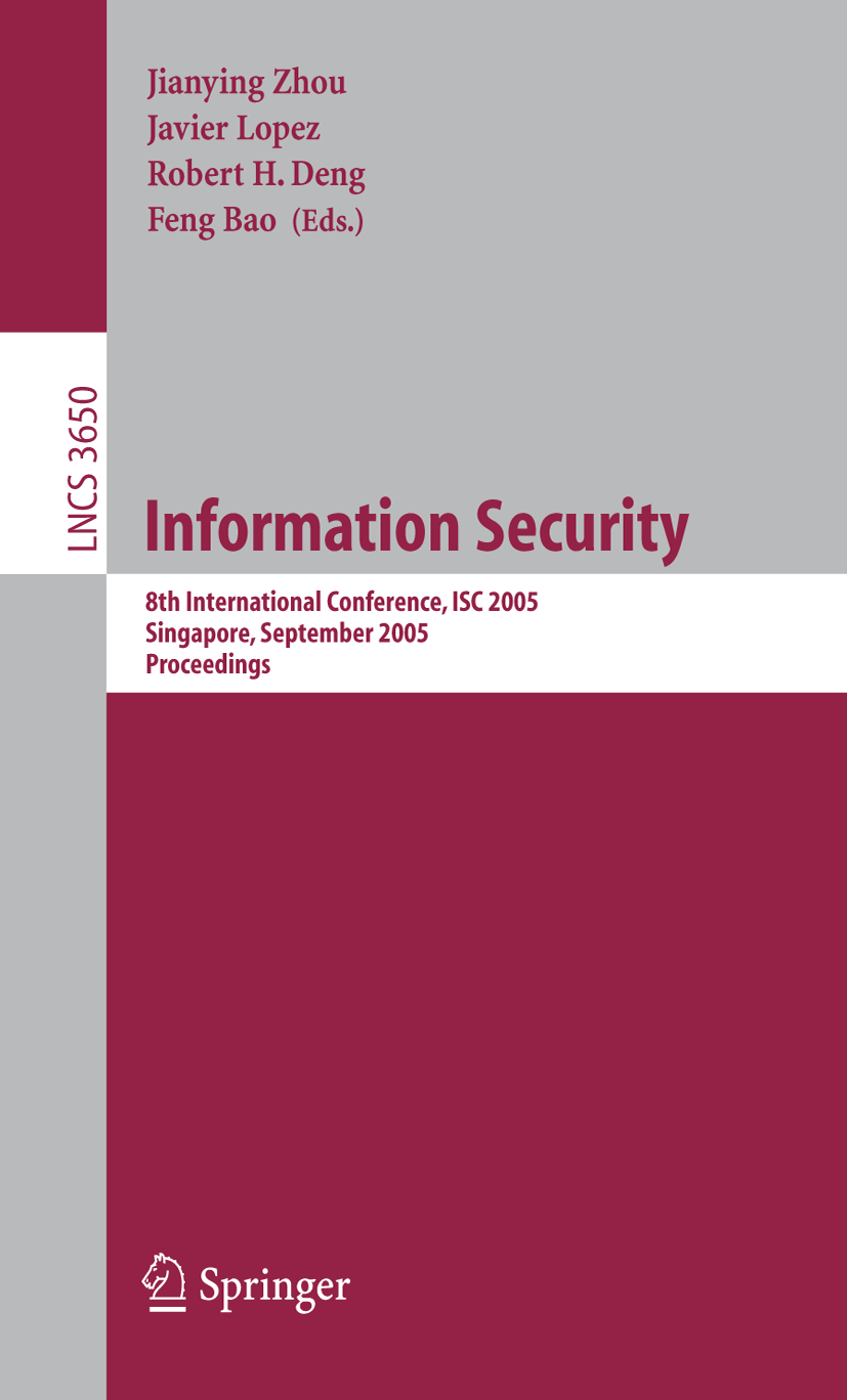 Jianying Zhou; Robert H. Deng; Feng Bao / Information Security - Jianying Zhou, Robert H. Deng, Feng Bao